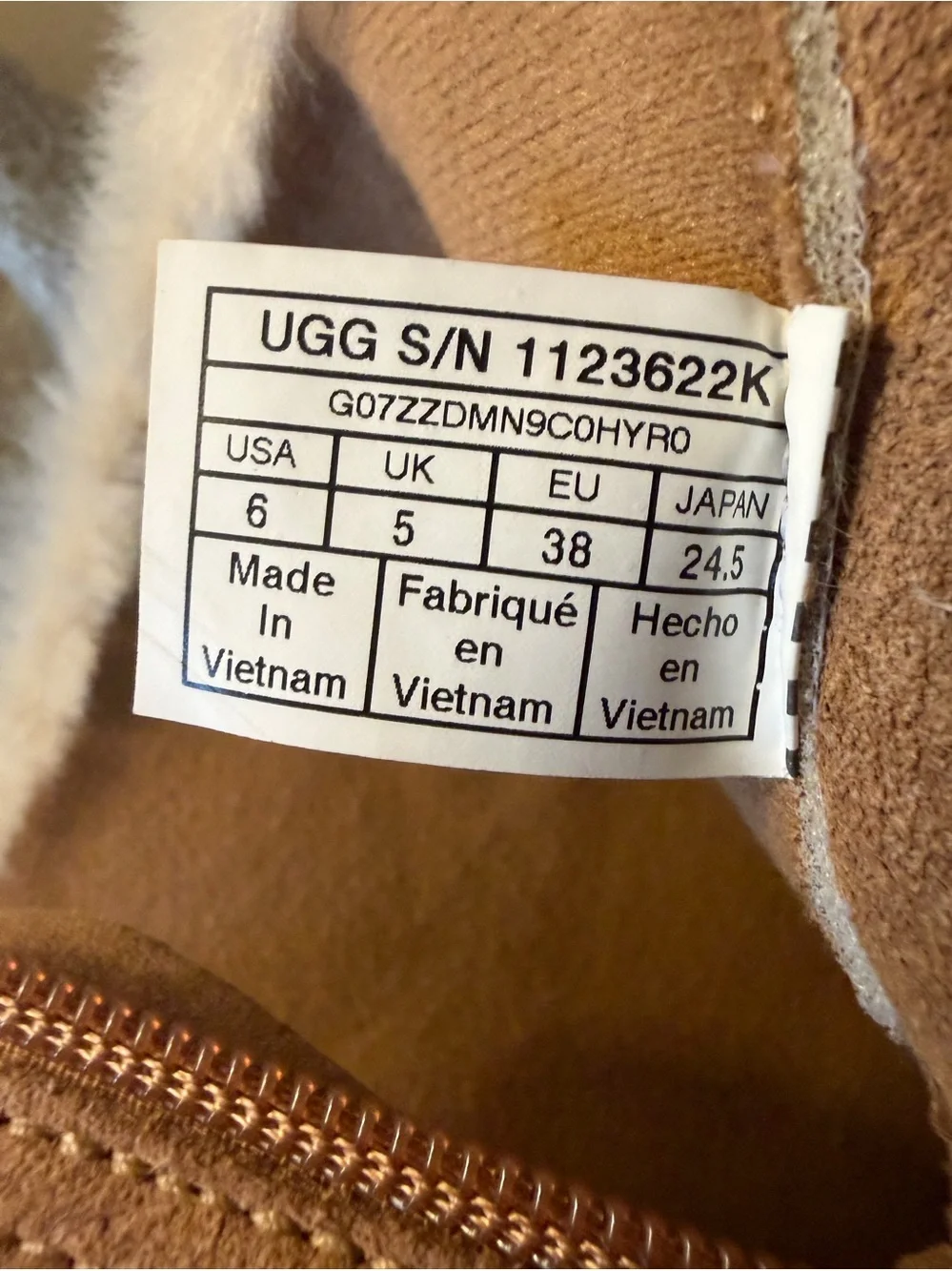 UGG Kids' Azell Hiker boots in chestnut suede. Big Kids Size 6.